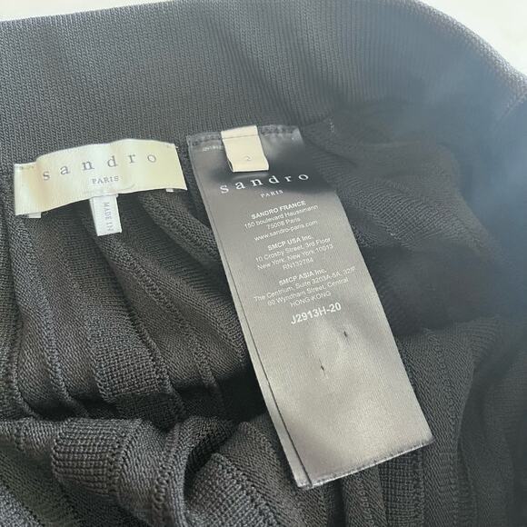 Sandro Croisette racing stripe pleated midi skirt size 2/US M - Picture 7 of 11